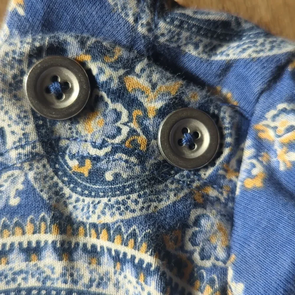 Women's Croft & Barrow blue, white and yellow paisley shirt size XXL - Picture 2 of 4